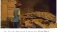 Heboh, Rumah di sei Deli Medan Tiba-tiba Roboh