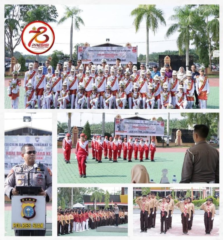 Lomba Polisi Cilik dan PBB tingkat SLTP Meriahkan Sambut Hari Bhayangkara ke 78 di Polres Siak