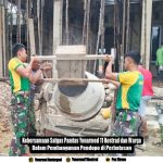 Kebersamaan Satgas Pamtas Yonarmed 11 Kostrad dan Warga dalam Pembangunan Pendopo di Perbatasan